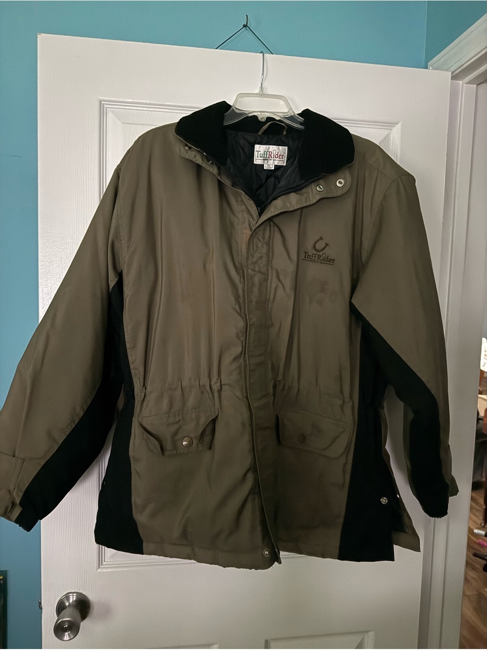 Men's Military-Style Olive and Black Field Jacket